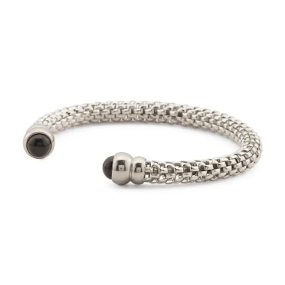 Blackjack Black Onyx Stainless Steel Cuff Bracelet